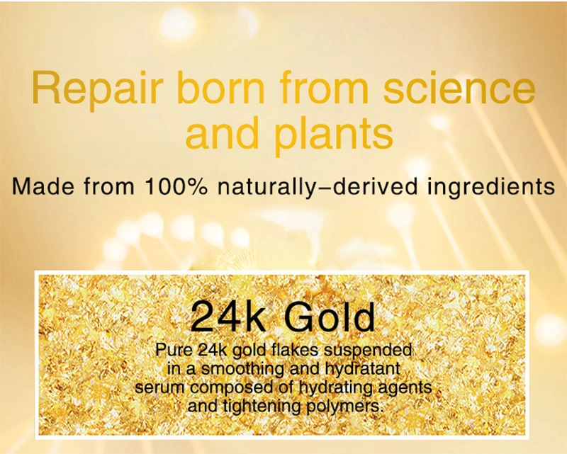 Vegan Beauty Private Label 24K Gold Serum for Face Whitening Repairing Smoothing Nature Facial Serum for All Skin