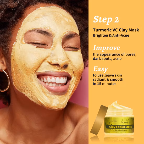 Conjunto de cuidados com a pele açafrão para acne e manchas escuras